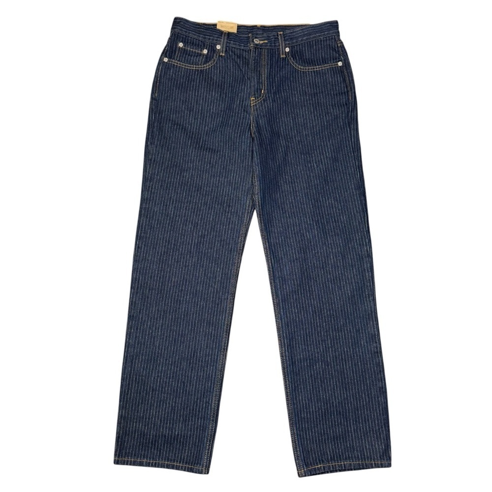 NWT New Levi's Low Pro Straight Leg Mid Rise Blue Striped Jeans Size 29 x 30